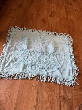 Light Blue Decorative Fringe Chenille Pillow Sham